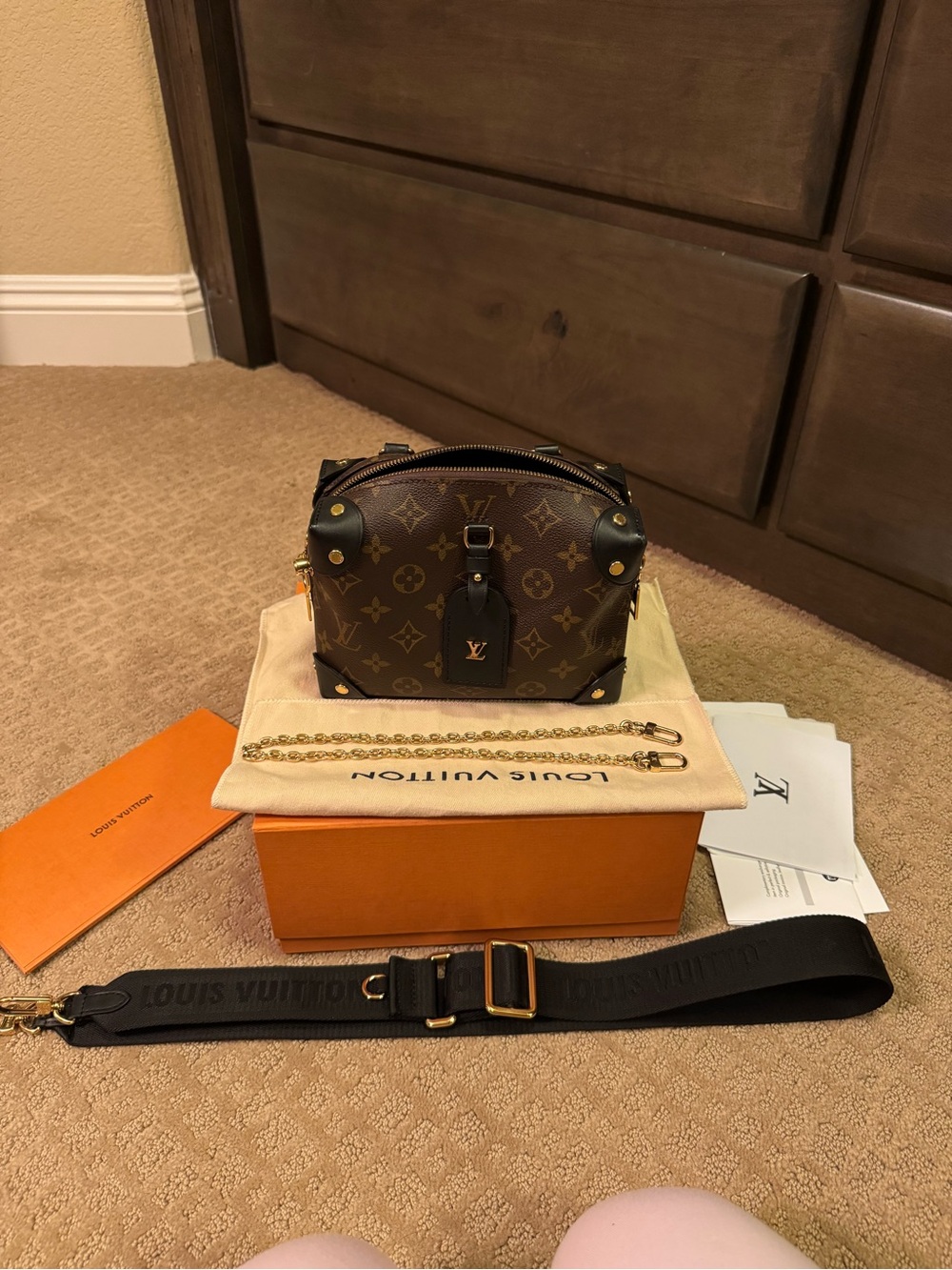 Louis Vuitton Monogram Petite Malle Souple Brown & Black (Gold Hardware) - Picture 4 of 15